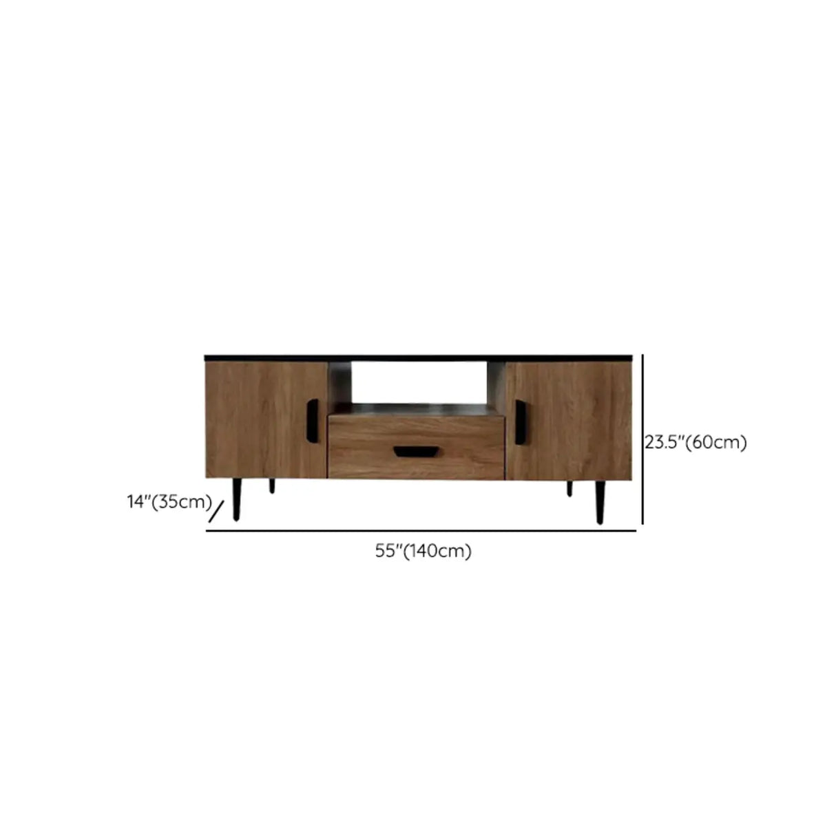 Brown Wooden Drawers Cabinet Rectangular TV Stand Image - 10
