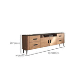 Brown Wooden Drawers Cabinet Rectangular TV Stand Image - 14