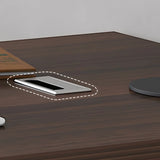 Brown Wooden Executive Desk with Drawers and Cabinet Image - 5
