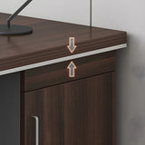 Brown Wooden Executive Desk with Drawers and Cabinet Image - 7