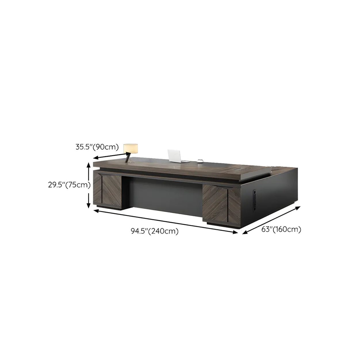 Brown Wooden L-Shape Executive Desk with Exterior Shelf Image - 12