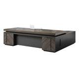 Brown Wooden L-Shape Executive Desk with Exterior Shelf Image - 5