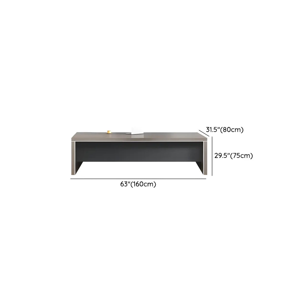 Brown Wooden Long Executive Desk with Exterior Shelf 