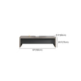 Brown Wooden Long Executive Desk with Exterior Shelf #size