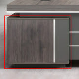 Brown Wooden Long Executive Desk with Exterior Shelf Image - 8