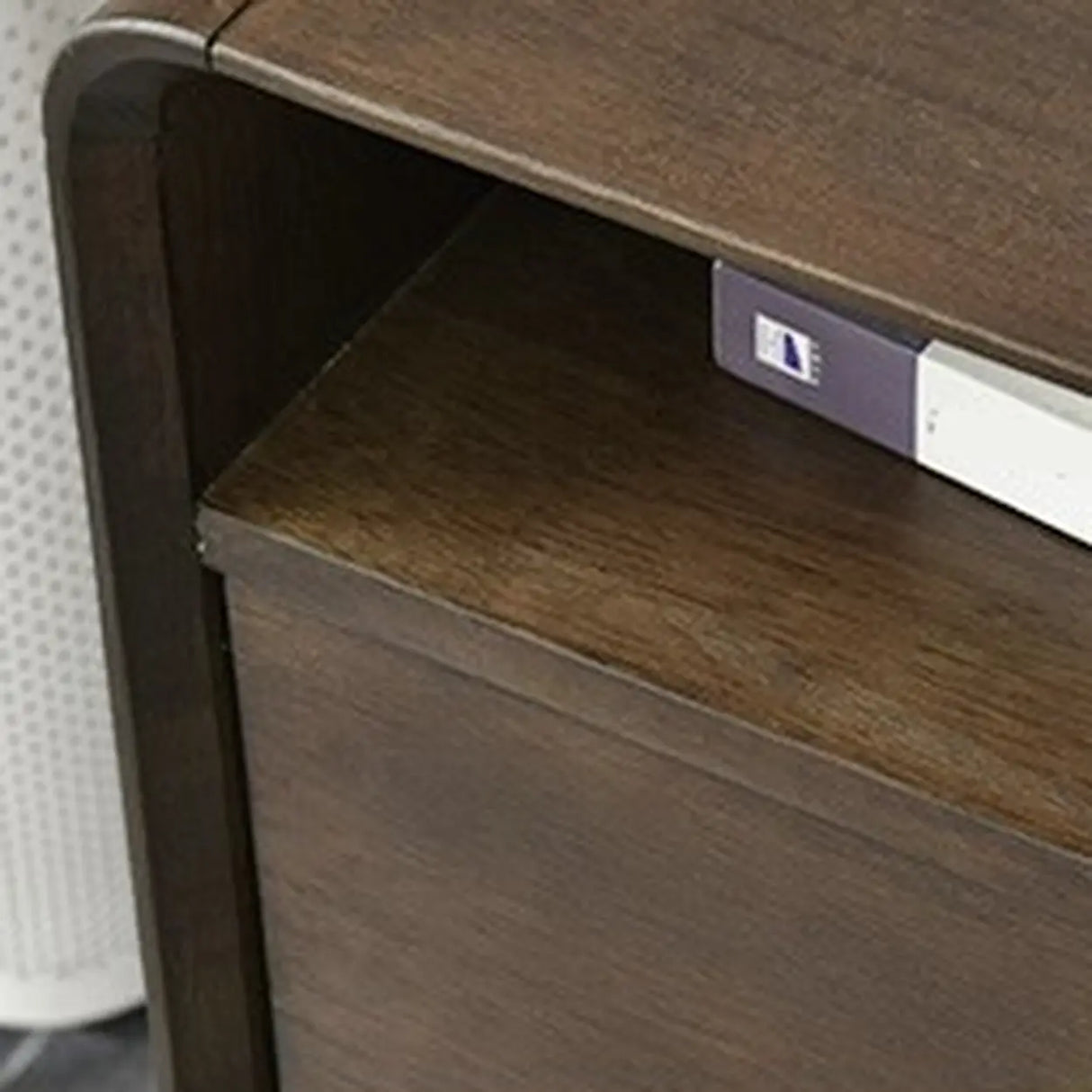 Brown Wooden Open Storage Nightstand with Drawers Image - 11