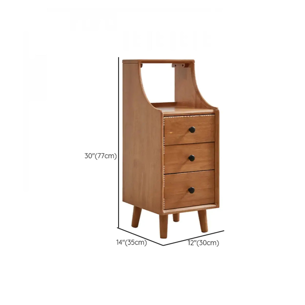 Brown Wooden Open Storage Nightstand with Drawers Image - 18