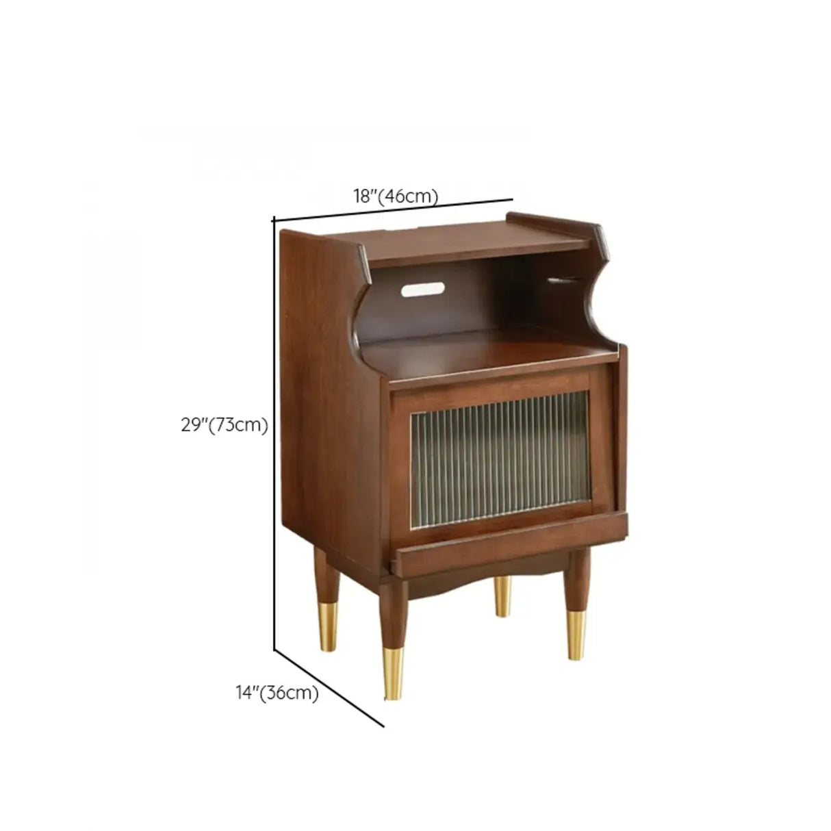 Brown Wooden Open Storage Nightstand with Drawers Image - 19