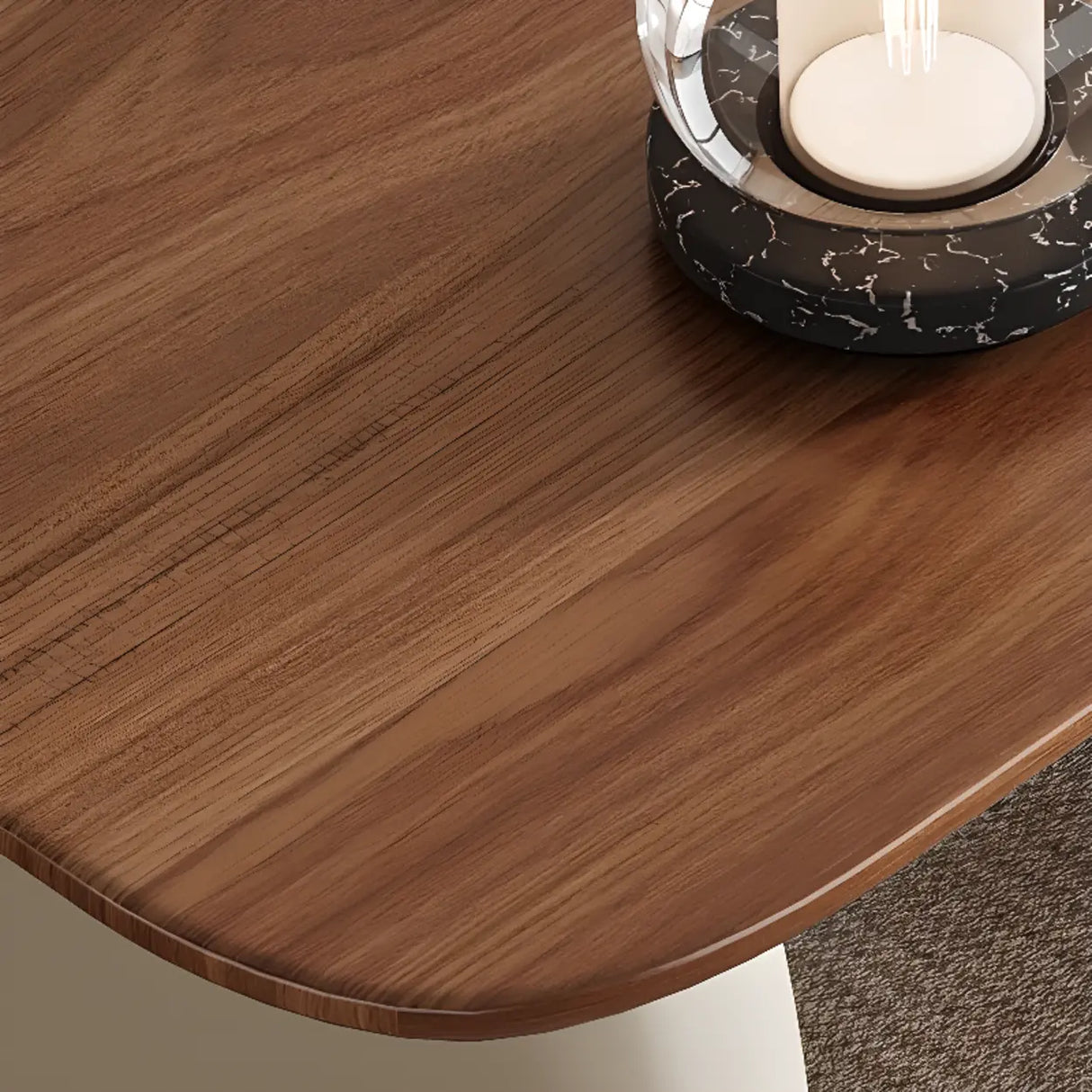 Brown Wooden Rectangle Executive Desk with Drawers Image - 6