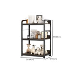 Brown Wooden Rectangle Open Metal Frame Wide Bookcase Image - 35