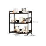 Brown Wooden Rectangle Open Metal Frame Wide Bookcase Image - 36