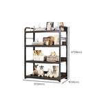 Brown Wooden Rectangle Open Metal Frame Wide Bookcase Image - 38