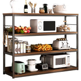 Brown Wooden Rectangle Open Metal Frame Wide Bookcase Image - 5