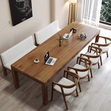 Brown Wooden Rectangular Writing Desk for Eight Image - 1