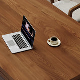 Brown Wooden Rectangular Writing Desk for Eight Image - 7