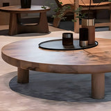 Brown Wooden Round Coffee Table with Three Legs Image - 6