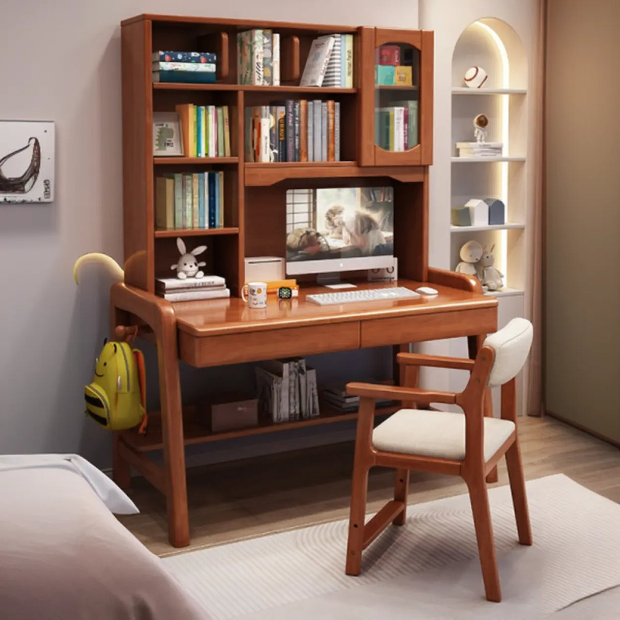 Brown Wooden Standard Credenza Desk with Storage Image - 1