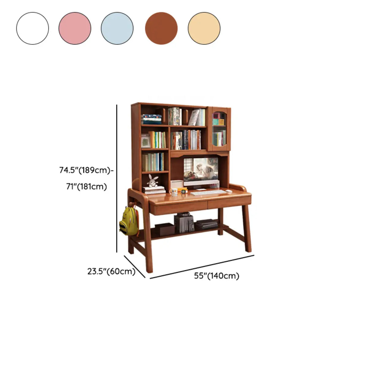Brown Wooden Standard Credenza Desk with Storage Image - 16