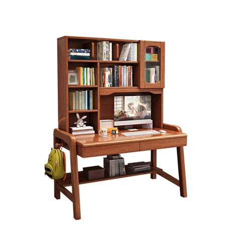 Brown Wooden Standard Credenza Desk with Storage Image - 2