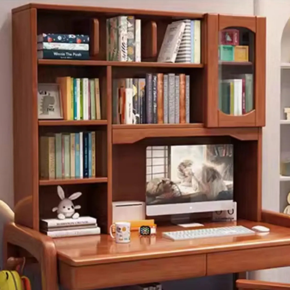 Brown Wooden Standard Credenza Desk with Storage Image - 6