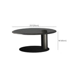 Brown Wooden Tray Top Steel Base Round Coffee Table Image - 22