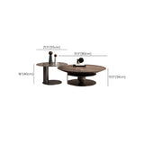 Brown Wooden Tray Top Steel Base Round Coffee Table Image - 29
