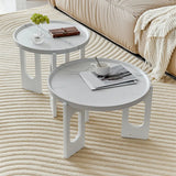 Brown Wooden Tray Top Three Leg Round Coffee Table Image - 4