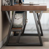Brown Wooden Writing Desk with Shelves and Drawers Image - 11