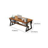 Brown Wooden Writing Desk with Shelves and Drawers Image - 19