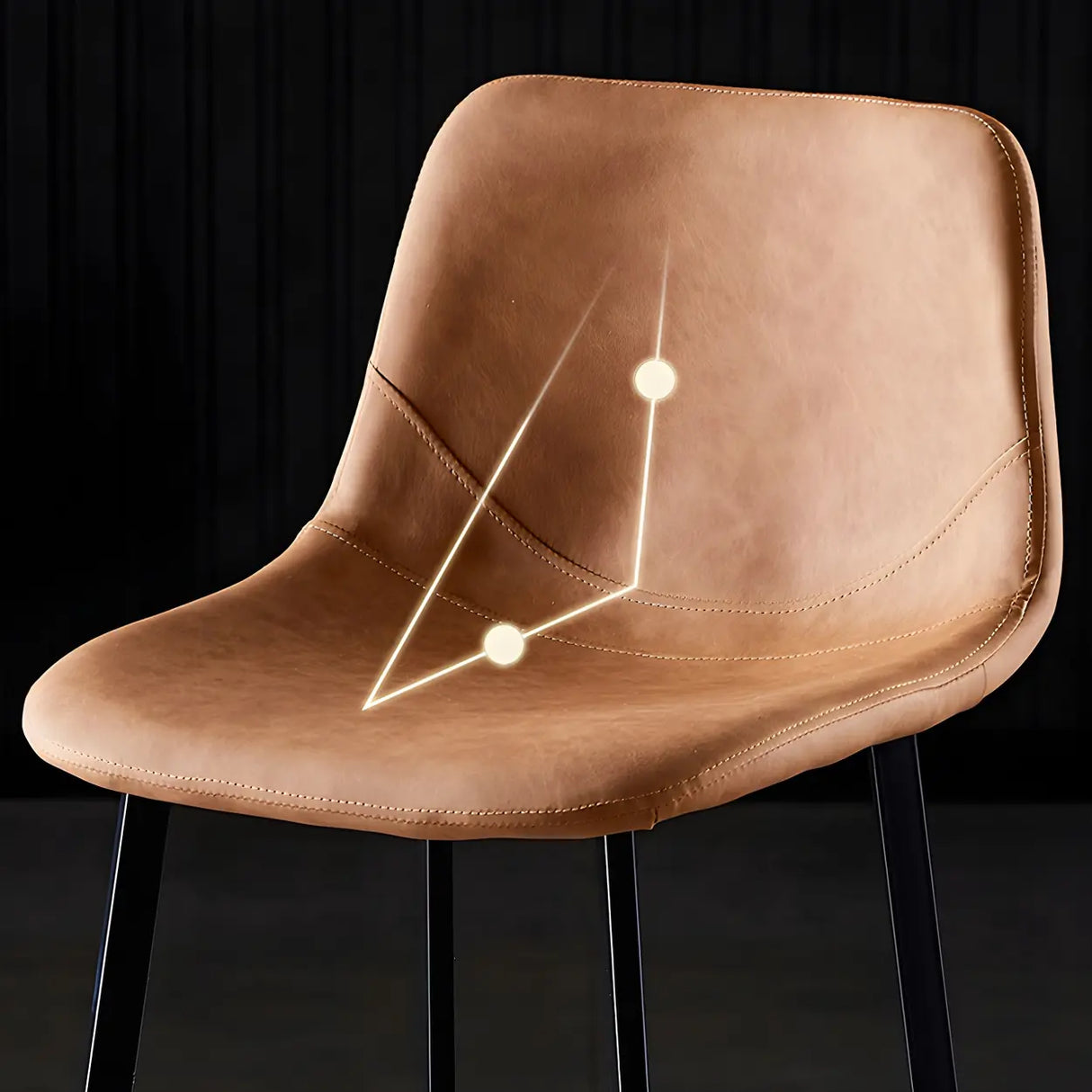 Bucket Leather Seat Low Back Iron Four Legs Bar Stool Image - 12