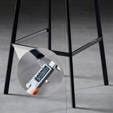 Bucket Leather Seat Low Back Iron Four Legs Bar Stool Image - 15