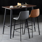 Bucket Leather Seat Low Back Iron Four Legs Bar Stool Image - 25