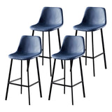 Bucket Leather Seat Low Back Iron Four Legs Bar Stool Image - 31