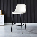 Bucket Leather Seat Low Back Iron Four Legs Bar Stool Image - 36