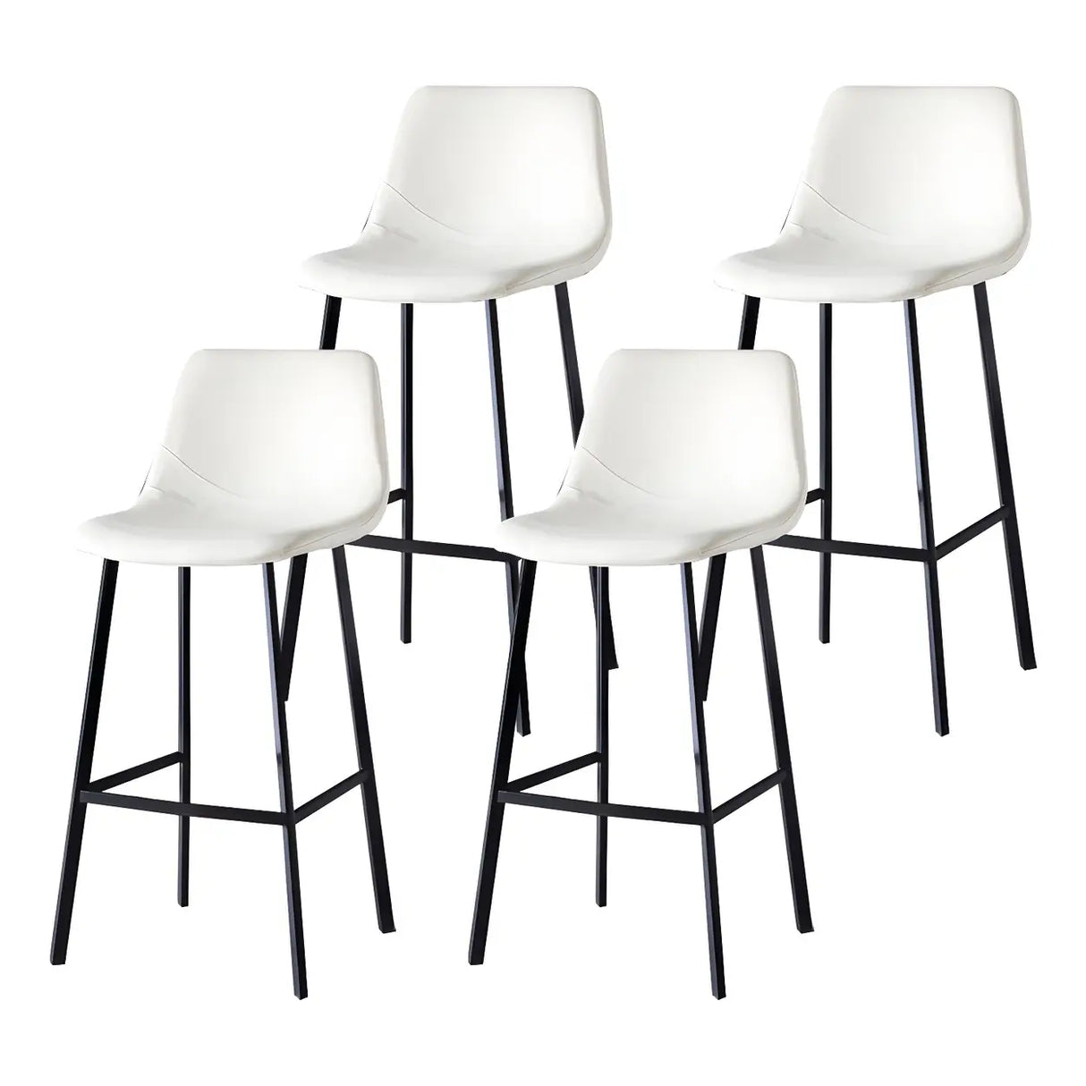 Bucket Leather Seat Low Back Iron Four Legs Bar Stool Image - 37