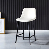 Bucket Leather Seat Low Back Iron Four Legs Bar Stool Image - 38