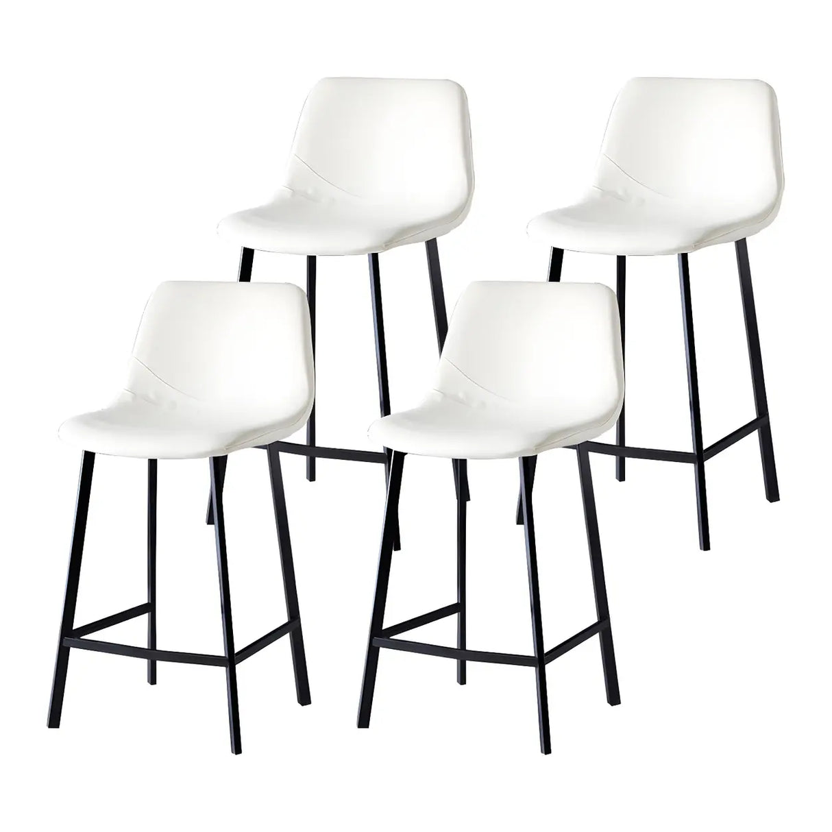 Bucket Leather Seat Low Back Iron Four Legs Bar Stool Image - 39