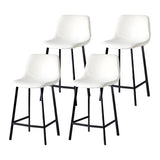 Bucket Leather Seat Low Back Iron Four Legs Bar Stool Image - 39