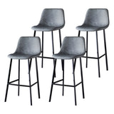 Bucket Leather Seat Low Back Iron Four Legs Bar Stool Image - 41