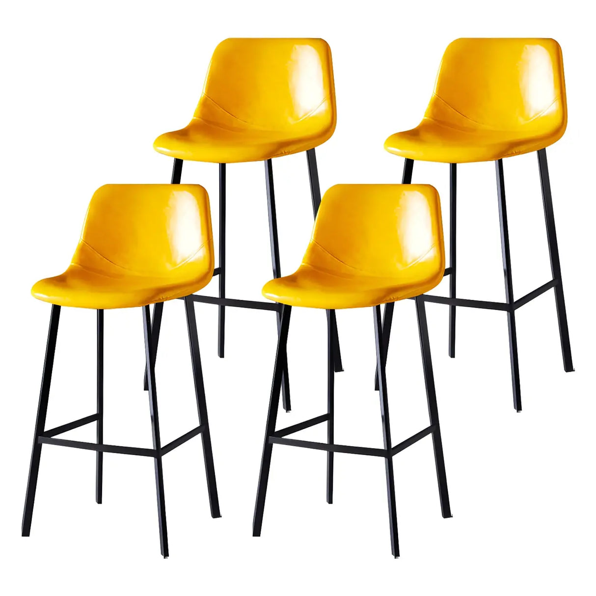 Bucket Leather Seat Low Back Iron Four Legs Bar Stool Image - 45