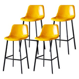 Bucket Leather Seat Low Back Iron Four Legs Bar Stool Image - 45