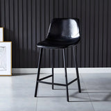 Bucket Leather Seat Low Back Iron Four Legs Bar Stool Image - 46