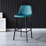 Bucket Leather Seat Low Back Iron Four Legs Bar Stool Image - 48