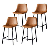 Bucket Leather Seat Low Back Iron Four Legs Bar Stool Image - 51