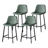 Bucket Leather Seat Low Back Iron Four Legs Bar Stool Image - 55