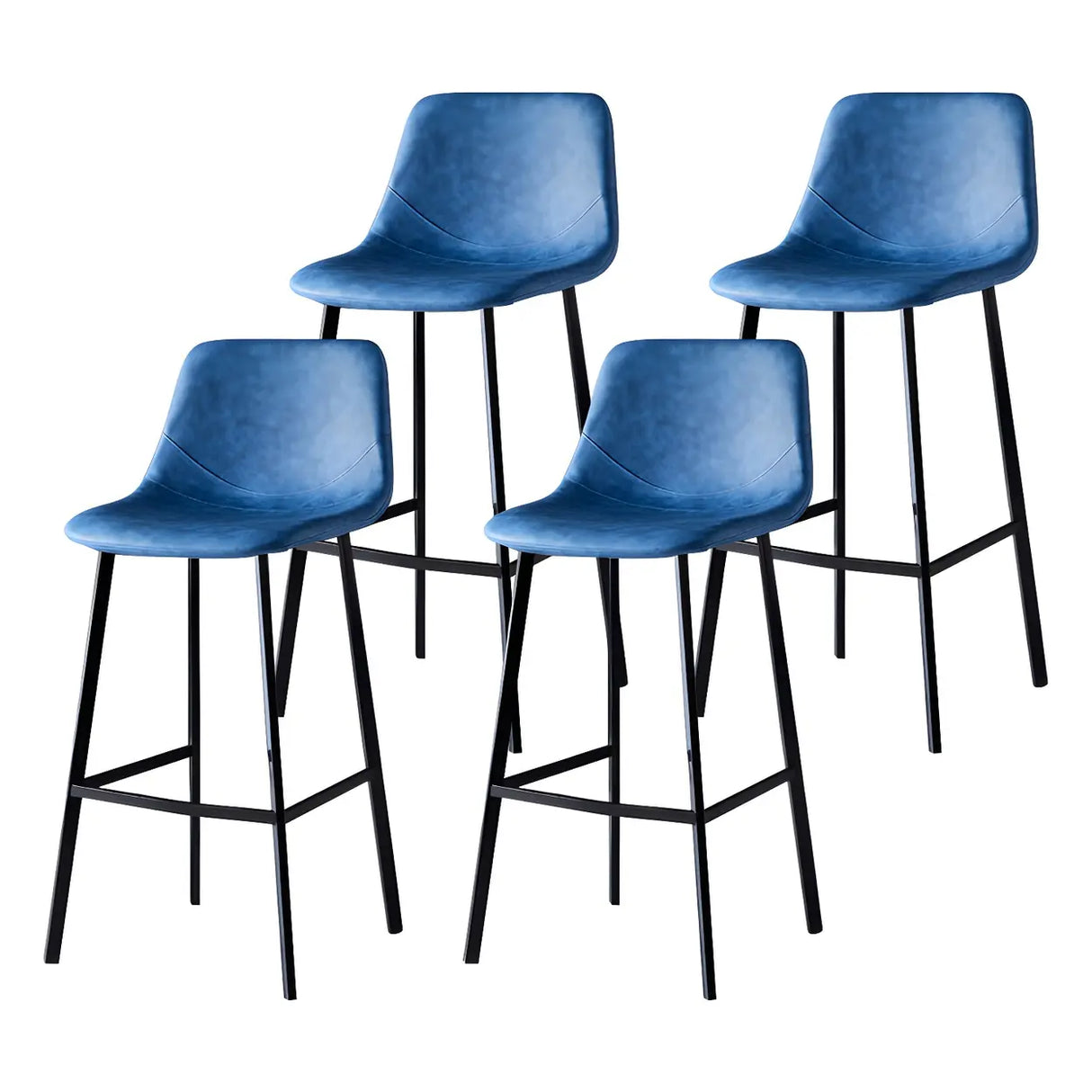 Bucket Leather Seat Low Back Iron Four Legs Bar Stool Image - 57