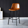 Bucket Leather Seat Low Back Iron Four Legs Bar Stool Image - 62