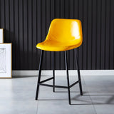 Bucket Leather Seat Low Back Iron Four Legs Bar Stool Image - 64