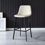Bucket Leather Seat Low Back Iron Four Legs Bar Stool Image - 66