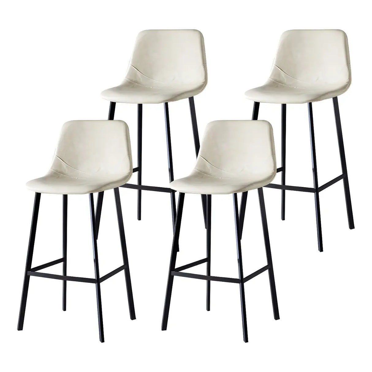 Bucket Leather Seat Low Back Iron Four Legs Bar Stool Image - 67